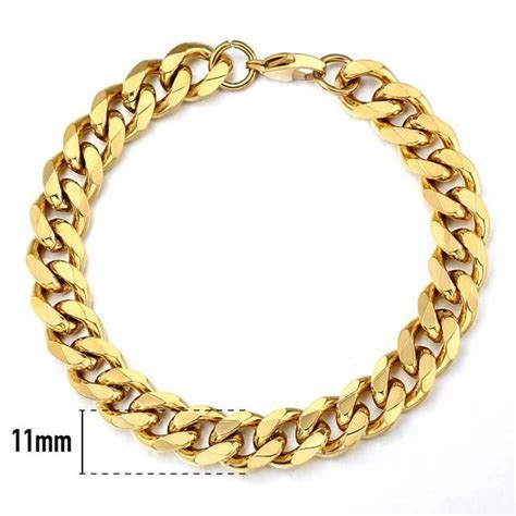 Bracelet Homme Gold 11mm KB486 8inch 20cm Bracelet Gourmette En Acier