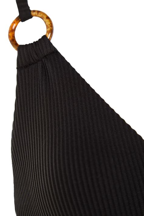 TRENDYOLMİLLA Siyah Balkonet Ters V Balenli Dokulu Bikini Üstü TBESS BU Fiyatı Yorumları