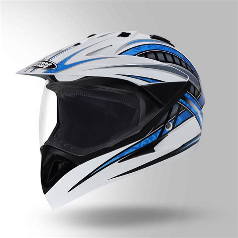 STUDDS Motocross D2 Decor White & Blue Helmet - Buy Online | STUDDS ...