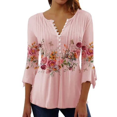 Dorkasm Dressy Tunic Tops For Women 34 Sleeve Casual Sexy Tunic Tops Plus Size Clearance Floral