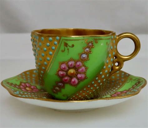 Coalport Jeweled Gold Cup Saucer In Bone China Tea Cups Tea