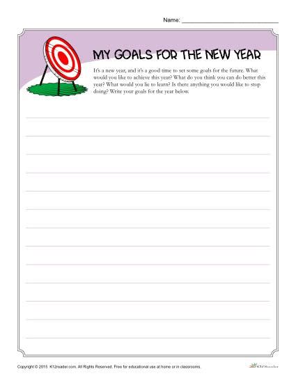 New Years Goal Setting Worksheets