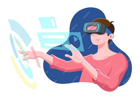 Hombre De Estilo Plano Con Gafas De Realidad Virtual Haciendo Dibujos