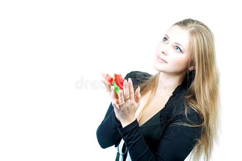 Fille Blonde Sensuelle Avec La Fleur Image Stock Image Du Amical Fuselage 12894147
