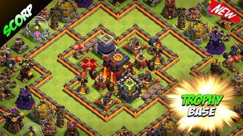 Clash Of Clans Th10 Trophy Base De Protection Base 2017 Youtube