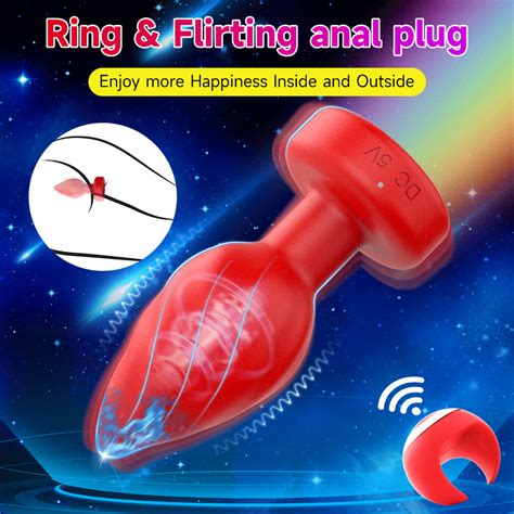 Wearable Ring Wireless Remote Control Powerful Vibrating Vaginal Anal Plug Massager Flashing Sex