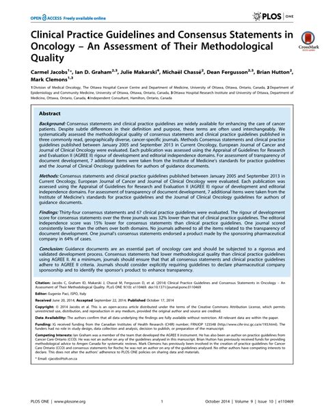 Pdf Clinical Practice Guidelines And Consensus Statements In Oncology