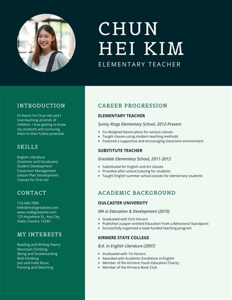 Free Editable Teacher Resume Templates Canva