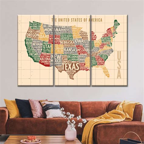 Colorful USA Map Wall Art | Digital Art