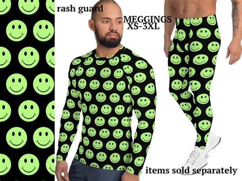 Smiley Faces Emoji Men's Athletic Costume Surfing Rash - Etsy | Active ...