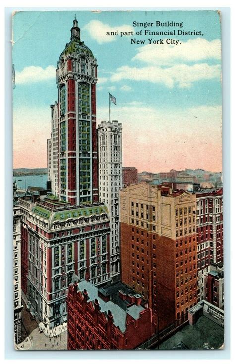 Singer Building Financial District 1923 New York City Antique