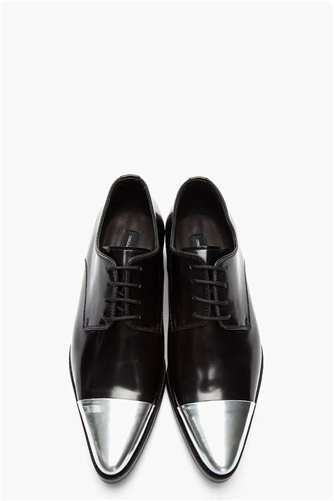 Dsquared² Black Silver Cap Toe Derby Leather Dress Shoes For Men Lyst