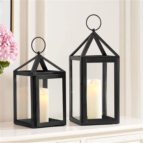 Home Decorators Collection Modern Black Metal Lantern Candle Holder Hanging Or Tabletop Set