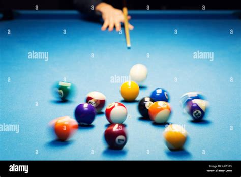 Pool Billiard Break Shot Motion Blur Stock Photo Alamy