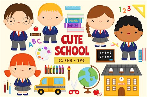 Doodle Cute School Kids Clipart Graphic By Inkley Studio · Creative Fabrica