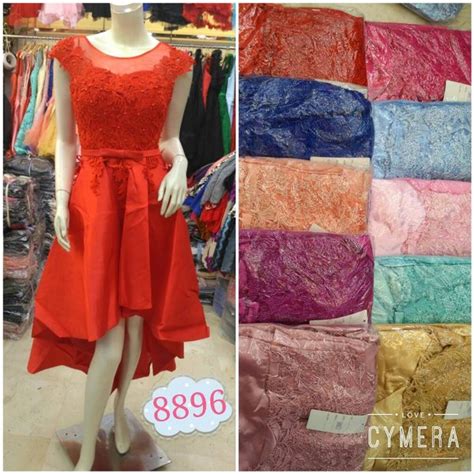 Jual Dress Pesta Mulet Saten Brokat Premium Gaun Kondangan Ekor