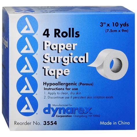 Dynarex Paper Surgical Tape Hypoallergenic 3 Inches X 10 Yards 40 Yd