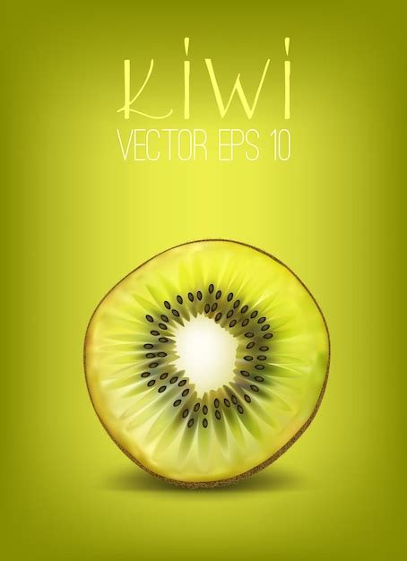 3d vector ilustración realista kiwi Vector Premium