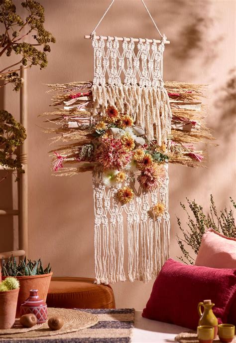 Makramee Wandbehang Mit Trockenblumen F Rs Boho Wohnzimmer Sch Ner