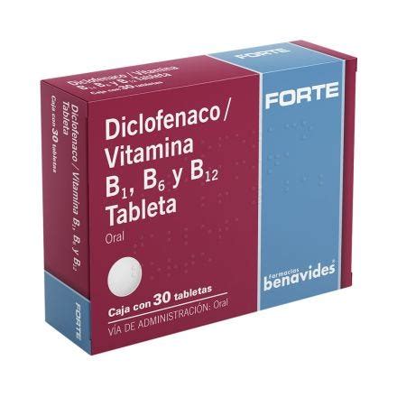 Diclofenaco/Vitamina B1, B6 Y B12, 30 Tabletas, 52% OFF