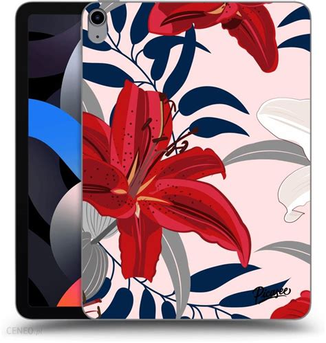 Picasee Silikonowe Czarne Etui Na Apple IPad Air 4 10 9 2020 Red Lily