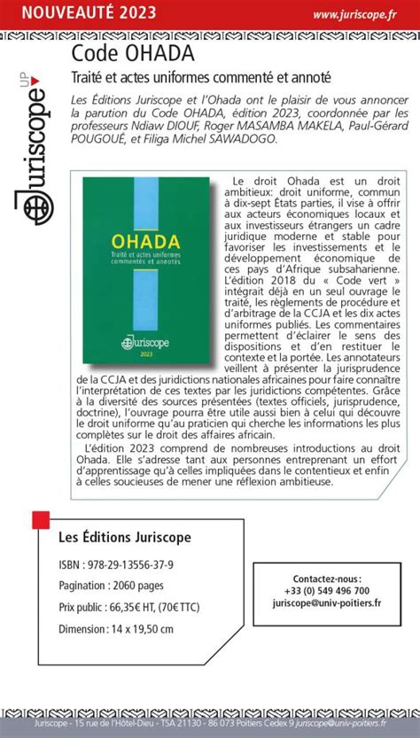 Ohada Parution De L Dition Du Code Vert Ohada