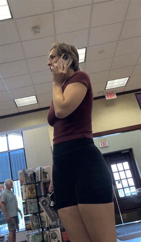 Tall Leggy Blonde With Solid Vpl Wedgie Bending Over In Biker Shorts Always Oc Short Shorts