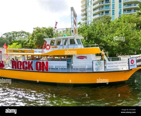 Fort Lauderdale - December 11, 2019: The water taxi along Fort ...