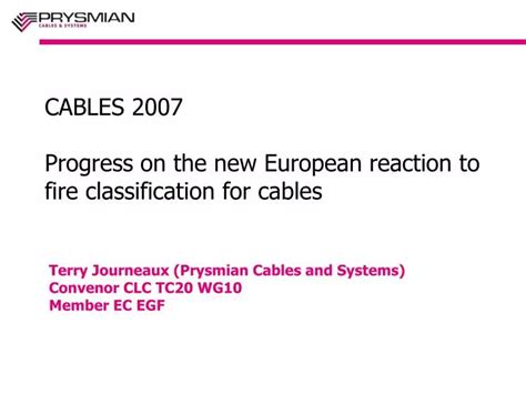 PPT CABLES 2007 Progress On The New European Reaction To Fire