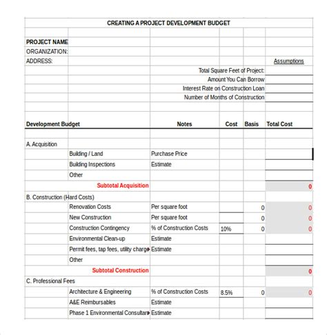 Commercial Construction Budget Template Excel