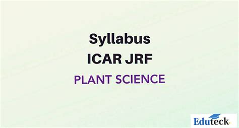 ICAR JRF PLANT SCIENCE SYLLABUS