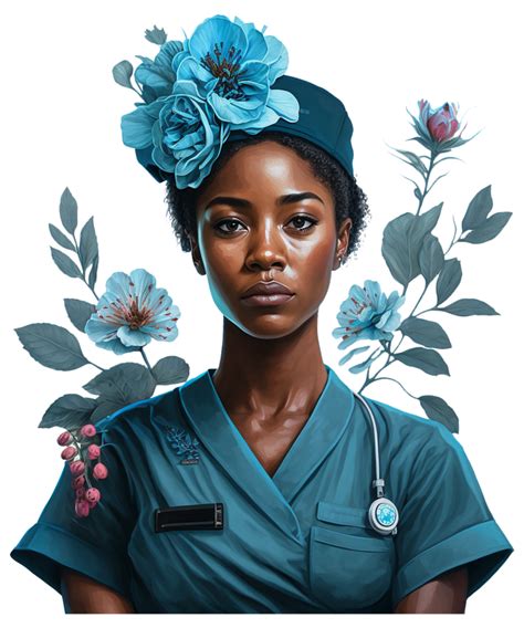 Afro Woman Black Nurse Flowers Sublimation Ai Generative 24183844 Png