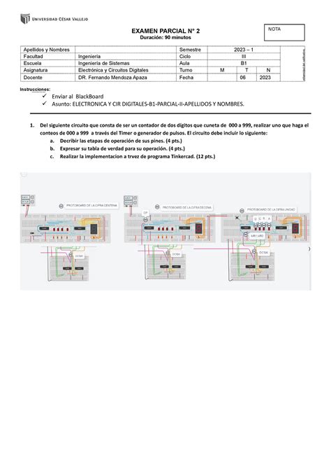 III B1 Electrónica Y Circuitos Digitales Parcial II EXAMEN PARCIAL