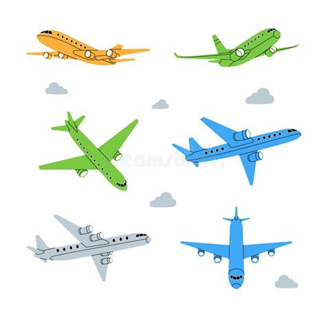 Vector Illustration Of Silhouette Airplanes Airbus Stock Vector