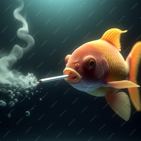 Premium AI Image | A fish smoking a cigarette with a cigarette in it.