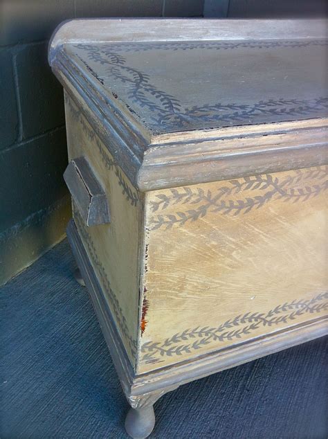 Vintage Blanket Box In Old Ochre And Coco With Old White Wax Painted