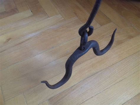 Antique Primitive Hand Forged Iron Double Hook Hanger Rusty Etsy