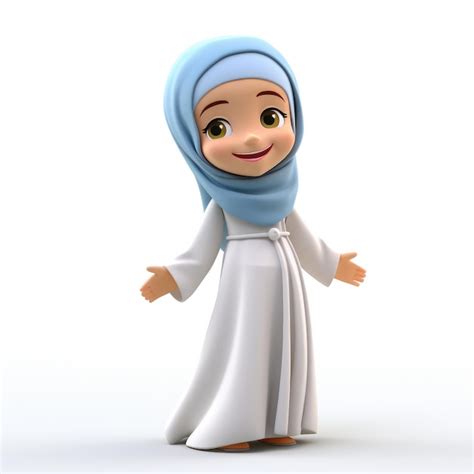 Muslimah hijab cartoon character isolated in white | Premium AI ...