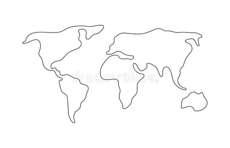 Mapa Mundial Silueta De Continentes Estilizados Dibujada A Mano En