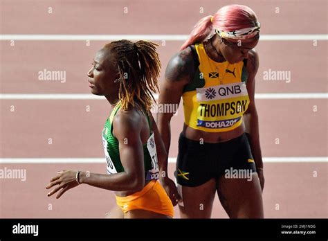 Marie Jos E Ta Lou Of The Ivory Coast And Elaine Thompson Of Jamaica