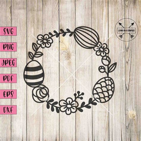 Floral Easter Wreath Svg, Wreath Svg, Easter Svg, Easter Png, Flower ...