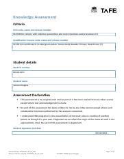 HLTINF001 AE Kn 1of3 4 Docx Knowledge Assessment Criteria Unit Code