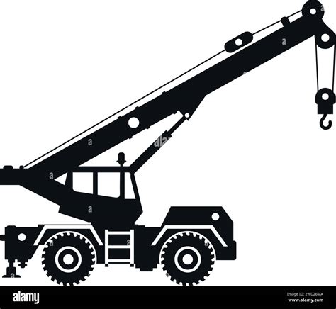 Silhouette Of Mobile Crane Icon In Flat Style Stock Vector Image And Art