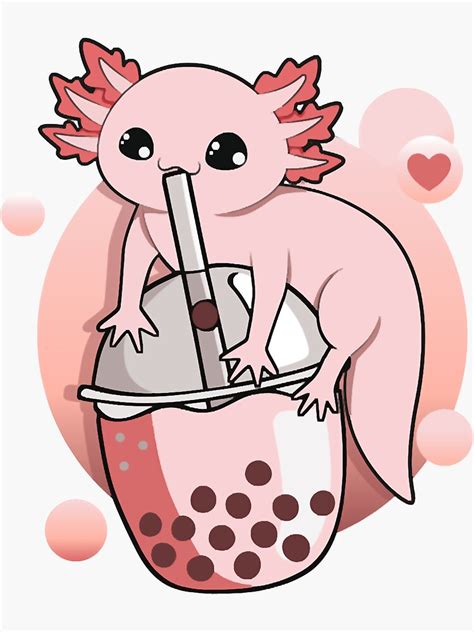 Cute Kawaii Axolotls Lover With Boba Tea Bubble Tea Axolotl Poster By