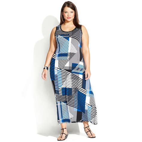 Lyst Calvin Klein Plus Size Sleeveless Geo Print Maxi Dress