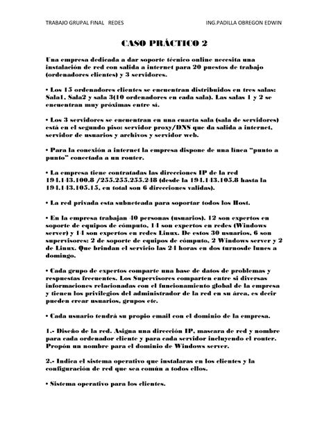 435326030 CASO Practico DE ADM Redes CASO PRCTICO 2 Una Empresa