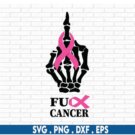 Breast Cancer SVG Middle Finger SVG Fuck Cancer SVG Funny Cancer Awareness Ribbon Png