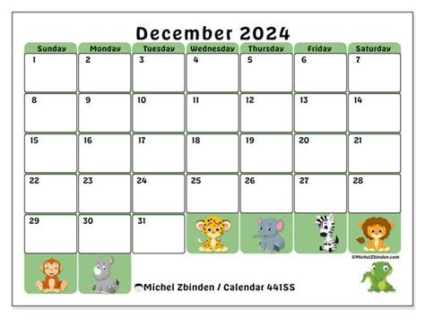 Calendar December 2024 Safari SS Michel Zbinden AU