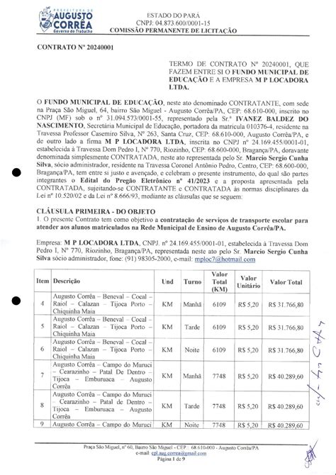 Contrato Assinado Prefeitura Municipal De Augusto Corr A