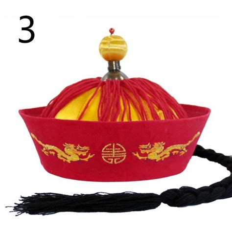 Men Chinaman Hat Dragon Qing Dynasty Emperor Tang Cap China Fancy Dress